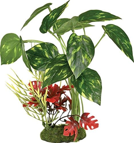 Colorburst Florals Pothos Variegated Leaf Cluster Plastic Aquarium Plant - Green - Small  