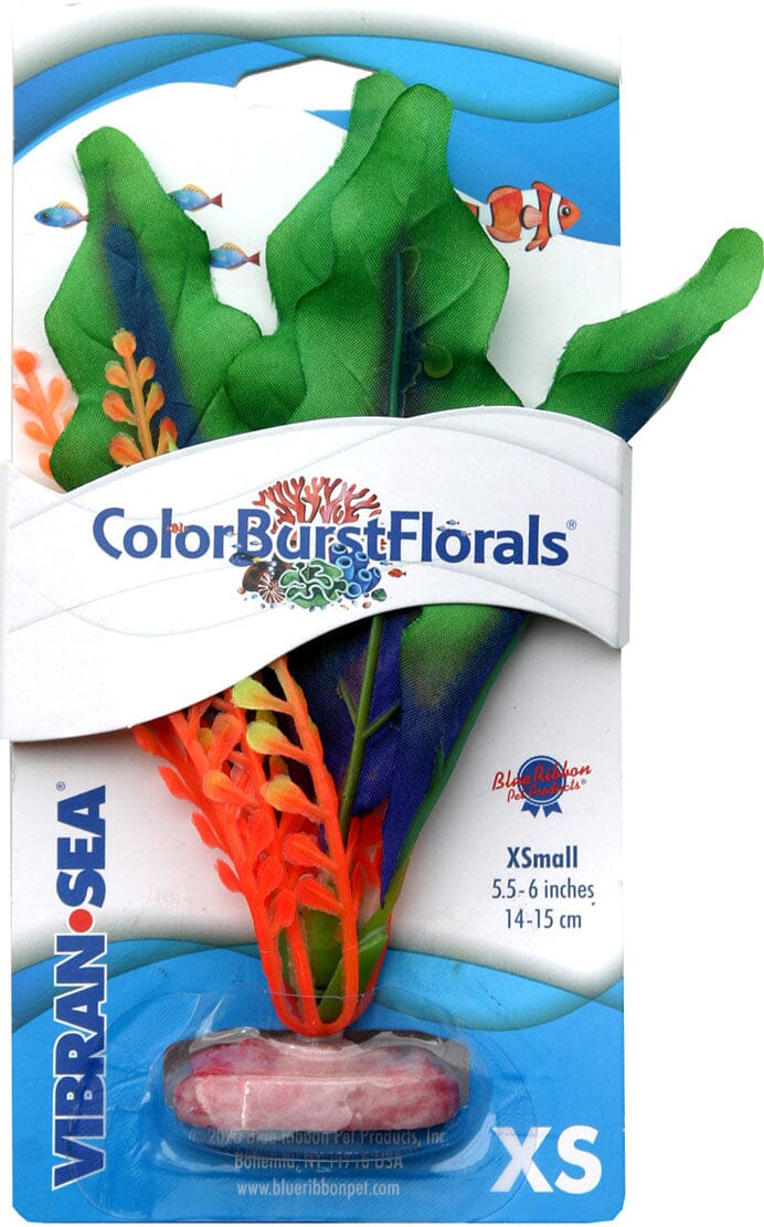 Colorburst Florals Waffle Leaf Silk Style Plastic Aquarium Plant - Green - Extra Small  