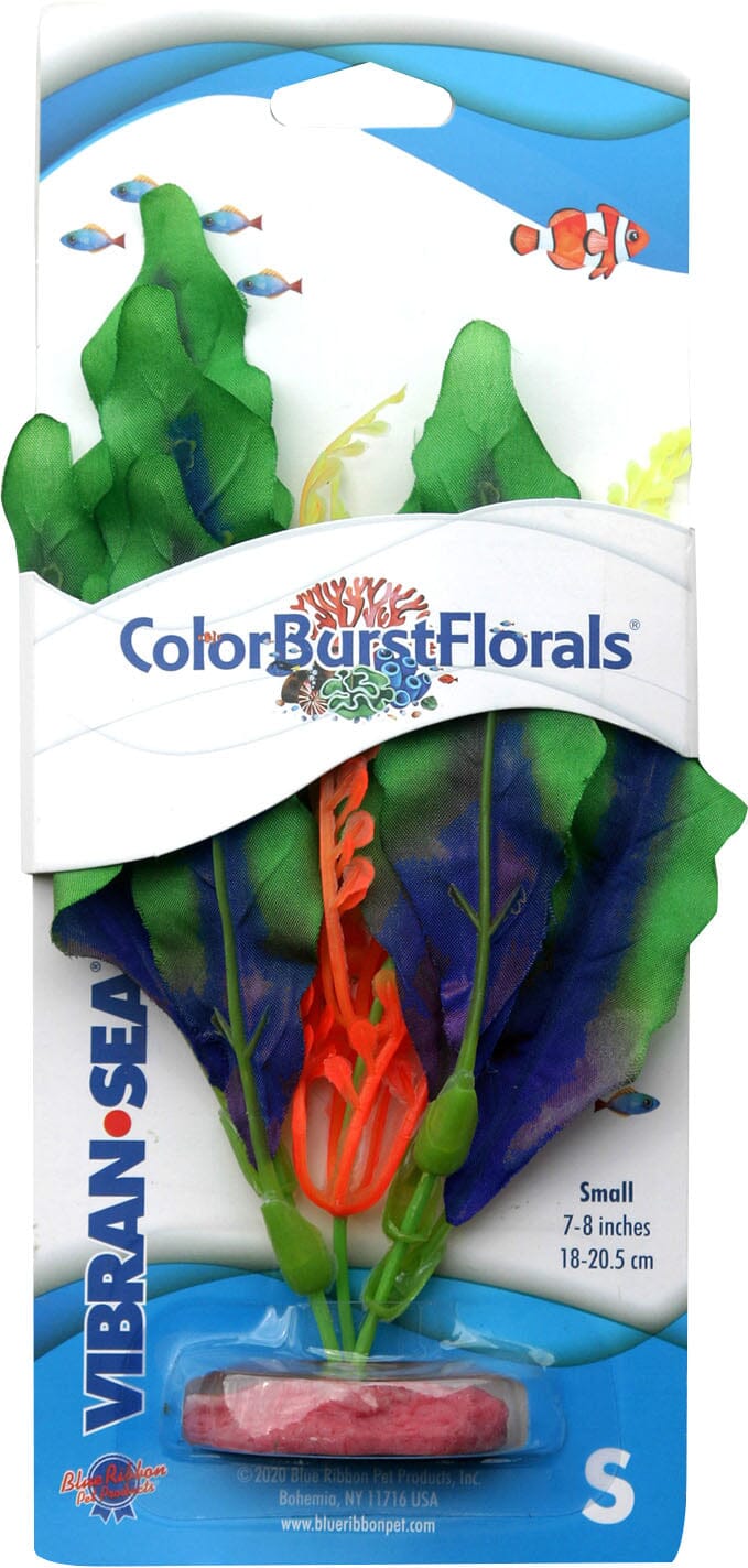 Colorburst Florals Waffle Leaf Silk Style Plastic Aquarium Plant - Green - Small  
