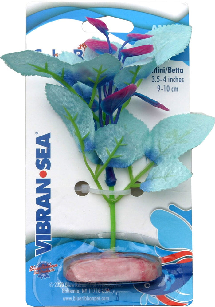Colorburst Florals Willow Leaf Silk Style Plastic Aquarium Plant - Blue - Mini