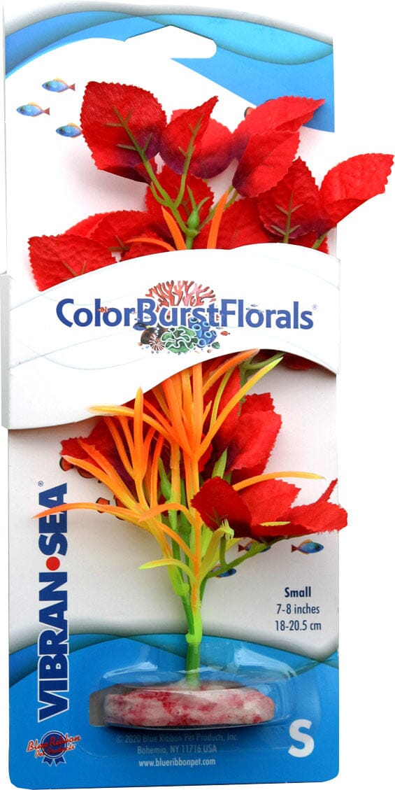 Colorburst Florals Willow Leaf Silk Style Plastic Aquarium Plant - Red - Small  