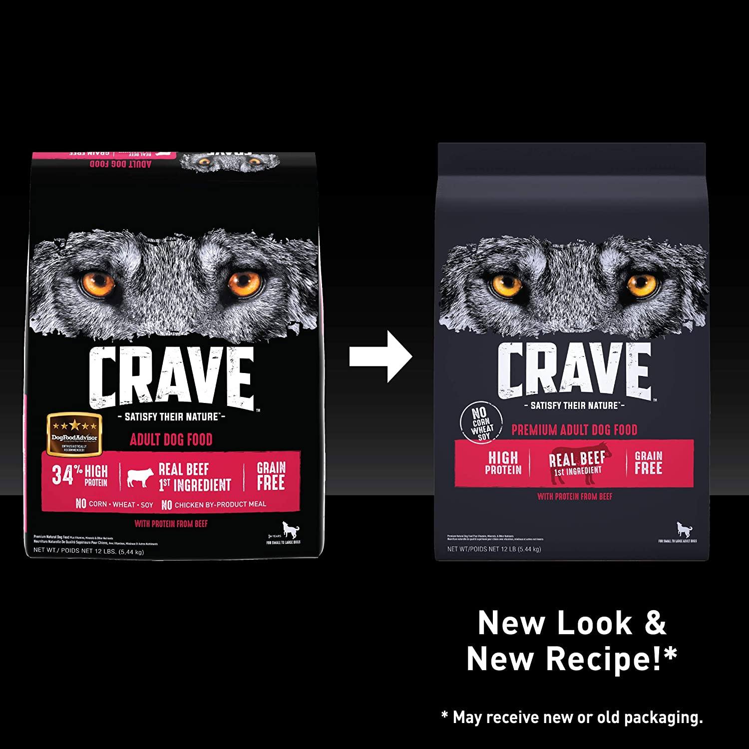 Crave Grain-Free Adult Premium with Protein from Beef Dry Dog Food - 12 lb Bag  