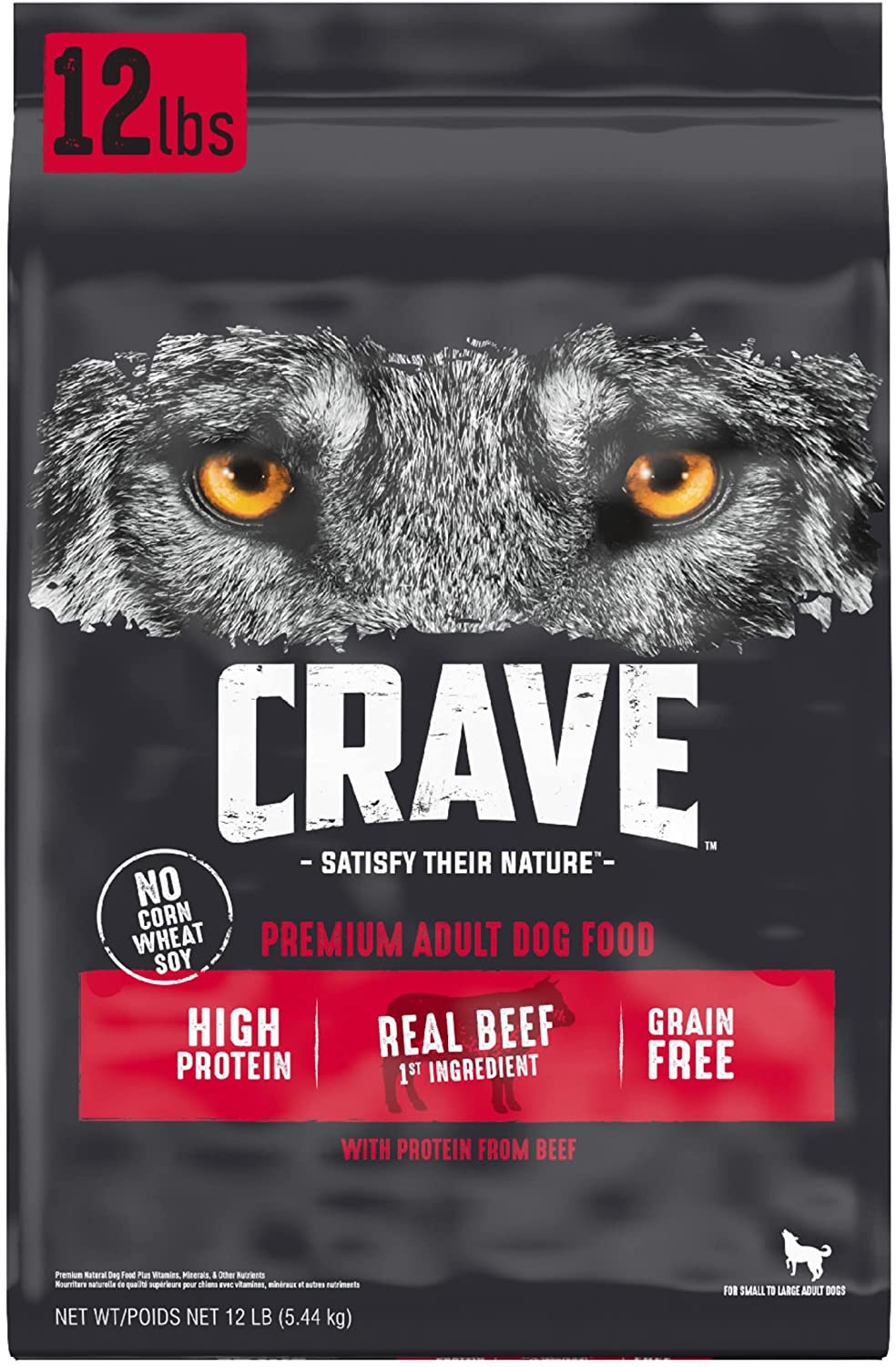 Crave Grain-Free Adult Premium with Protein from Beef Dry Dog Food - 12 lb Bag  