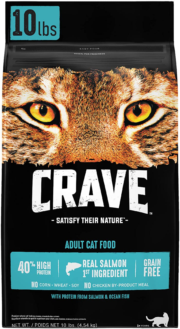 Crave Grain-Free Premium Adult Salmon and Oceanfish Dry Cat Food - 10 lb Bag