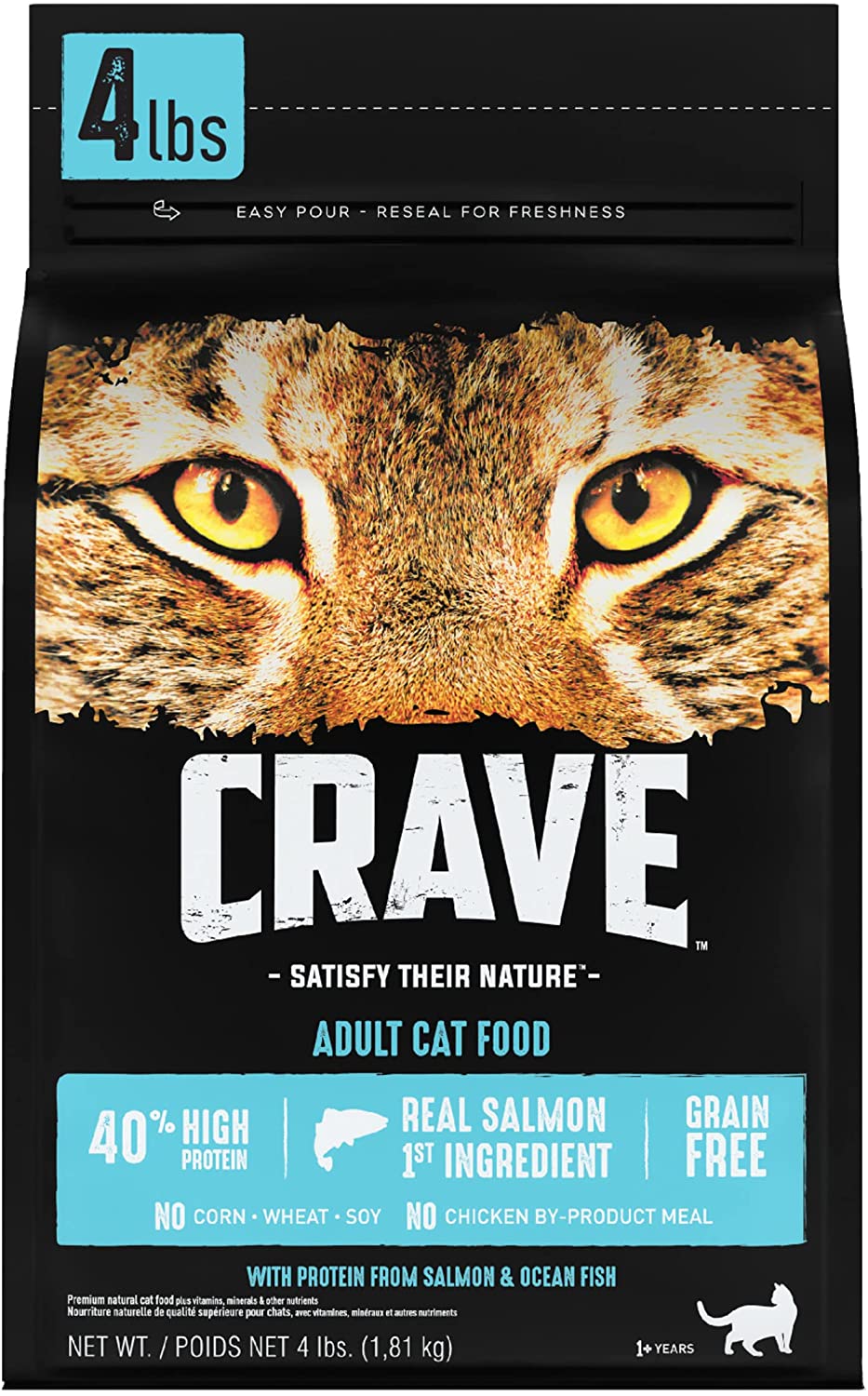 Crave Grain-Free Premium Adult Salmon and Oceanfish Dry Cat Food - 4 lb Bag  