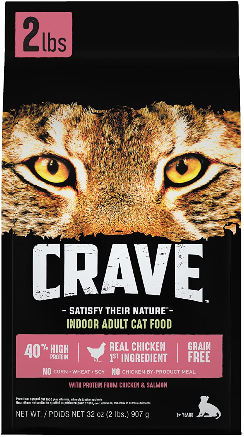 Crave Indoor Grain-Free Chicken and Salmon with Protein Dry Cat Food - 2 lb Bag  