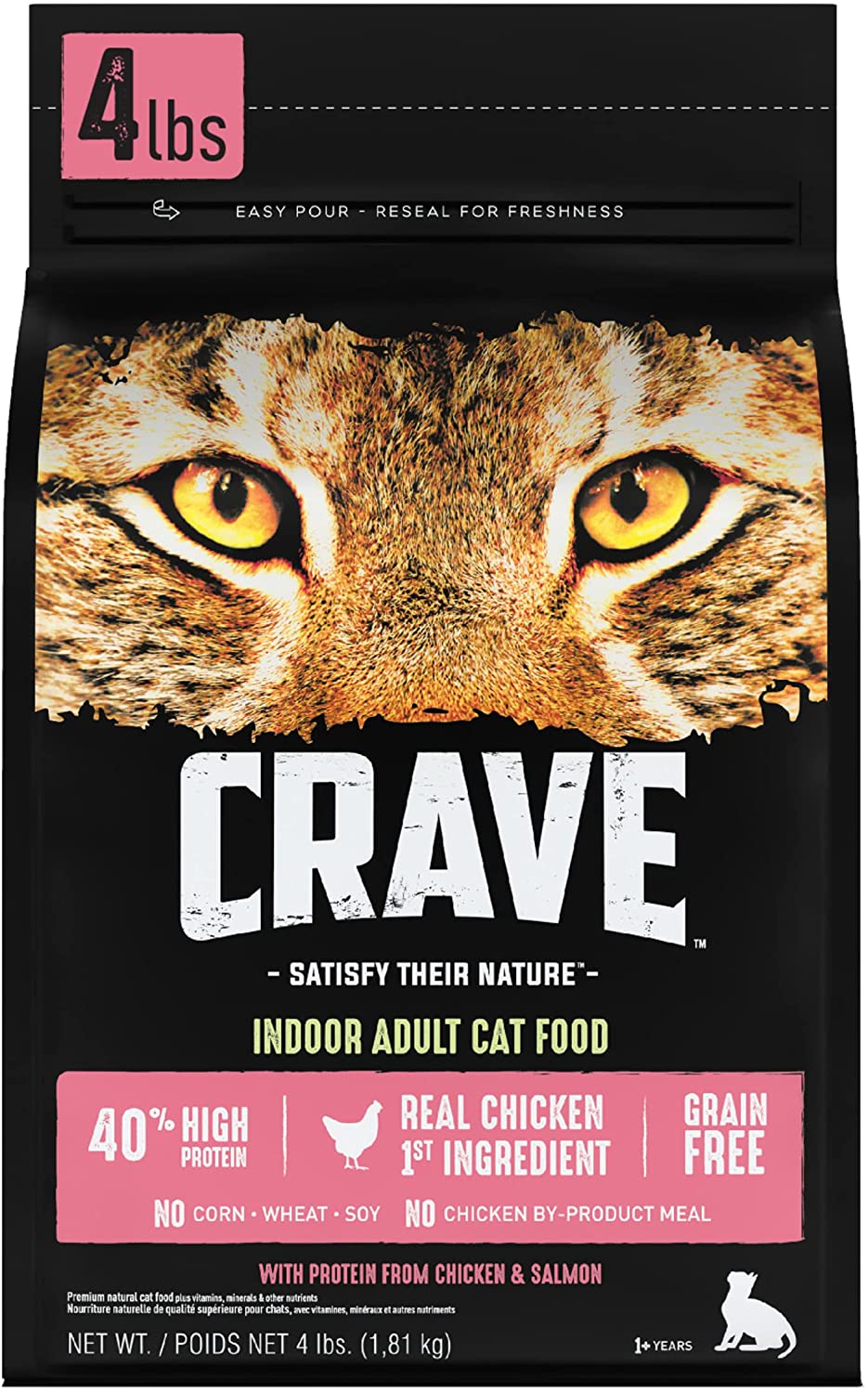 Crave Indoor Grain-Free Chicken and Salmon with Protein Dry Cat Food - 4 lb Bag  