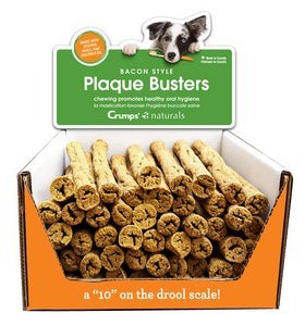 Crumps' Naturals 7" Bacon Style Plaque Busters Dog Dental Hard Chews - 50 ct BULK
