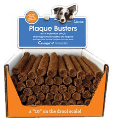 Crumps' Naturals 7" Pumpkin Spice Plaque Buster Dog Dental Hard Chews - 50 ct BULK  