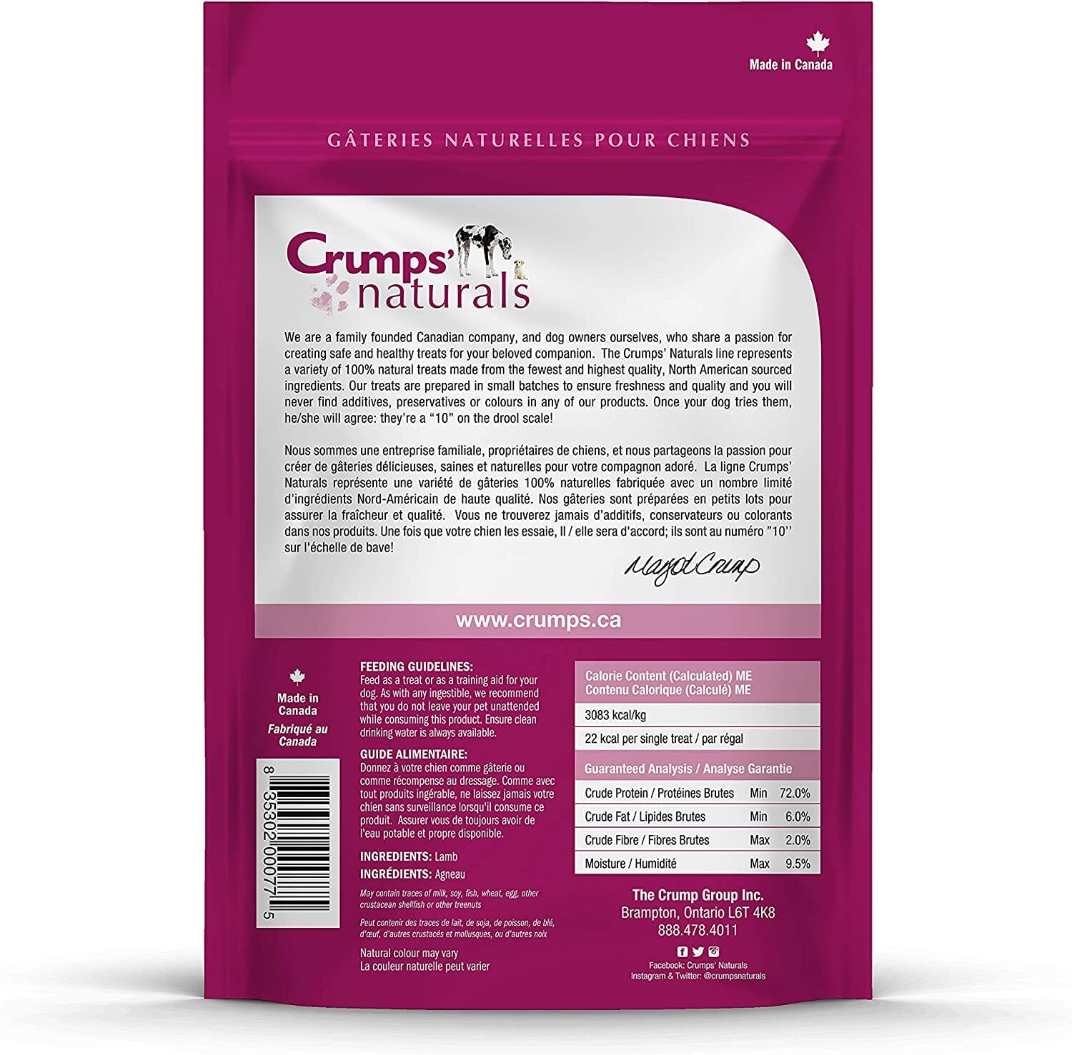 Crumps' Naturals Lamb Chops (Lamb Lungs) Natural Dog Chews - 4.2 Oz  