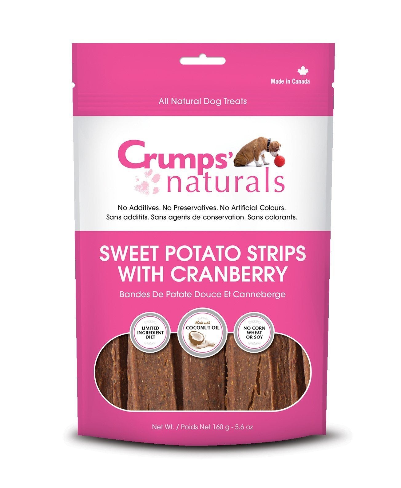 Crumps' Naturals Sweet Potato & Cranberry Strips Chewy Dog Treats - 5.6 oz Bag  