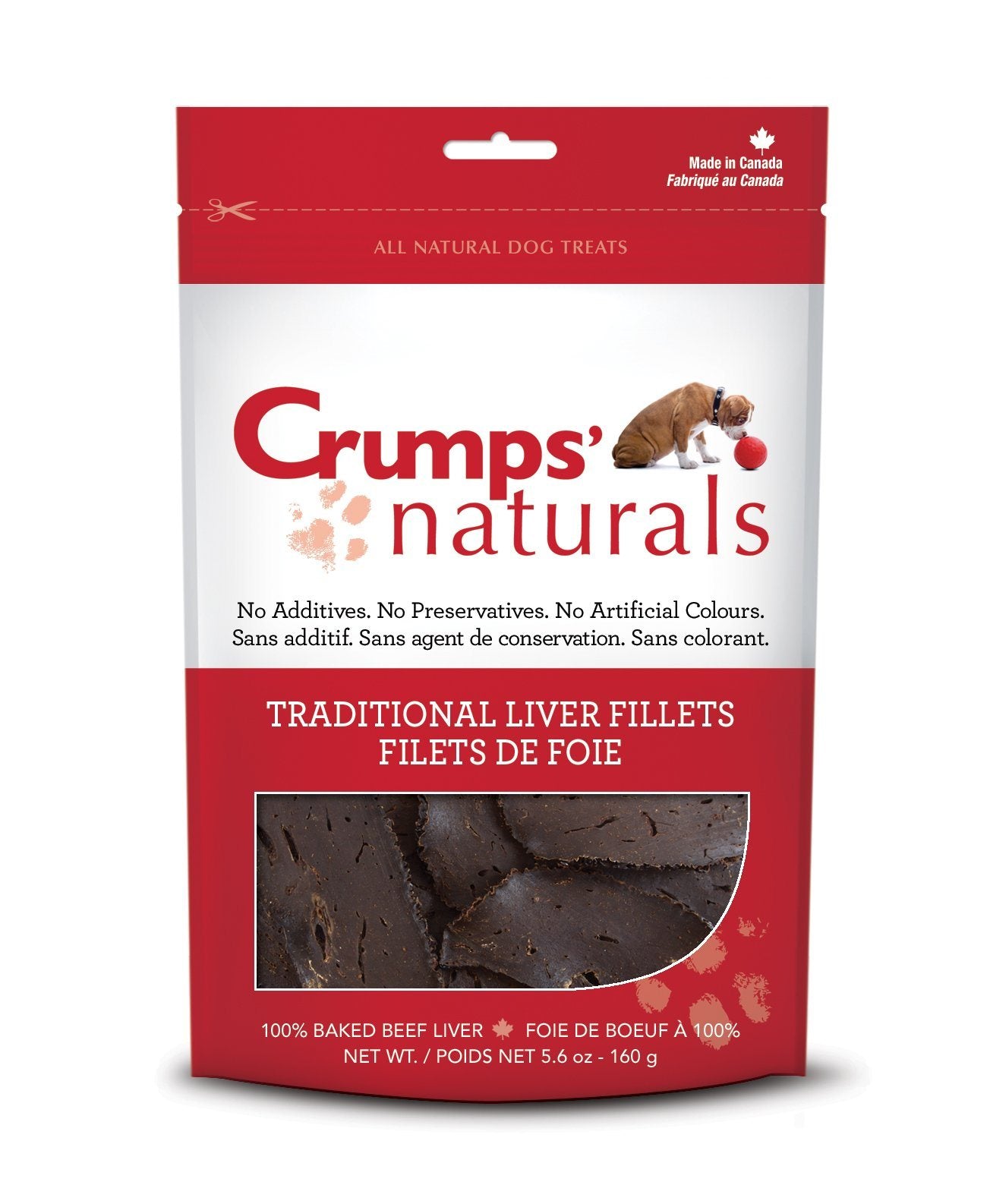 Crumps' Naturals Traditional (Plain) Liver Fillets Chewy Dog Treats - 2.4 oz Bag  