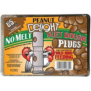 C&S Delight No Melt Suet Dough Plugs Wild Bird Food - Peanut - 12 Oz