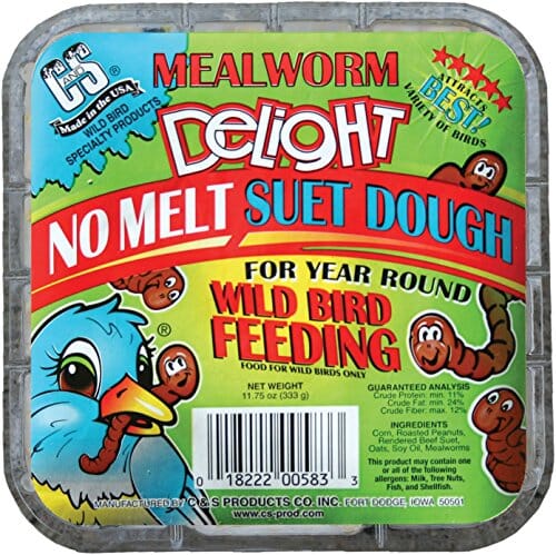 C&S Delight No Melt Suet Dough Wild Bird Food - Mealworm - 11.75 Oz  