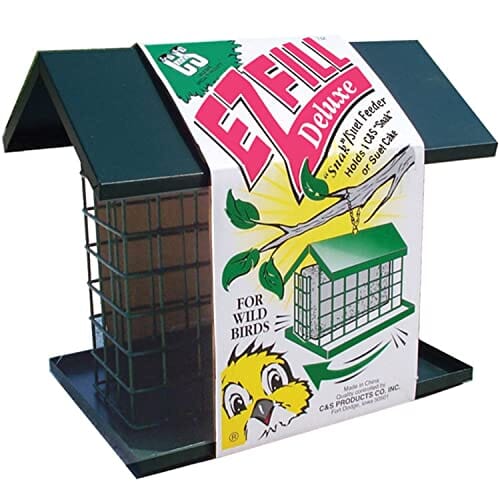 C&S E-Z Fill Snak or Suet Feeder with Roof & Platform Wild Bird Feeder - Green - 8 X 10.75 X 7.4 In