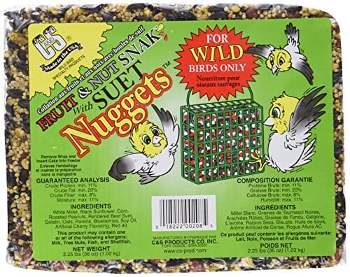 C&S Fruit & Nut Snak with Suet Nuggets Wild Bird Food - Berry - 2.25 Lbs