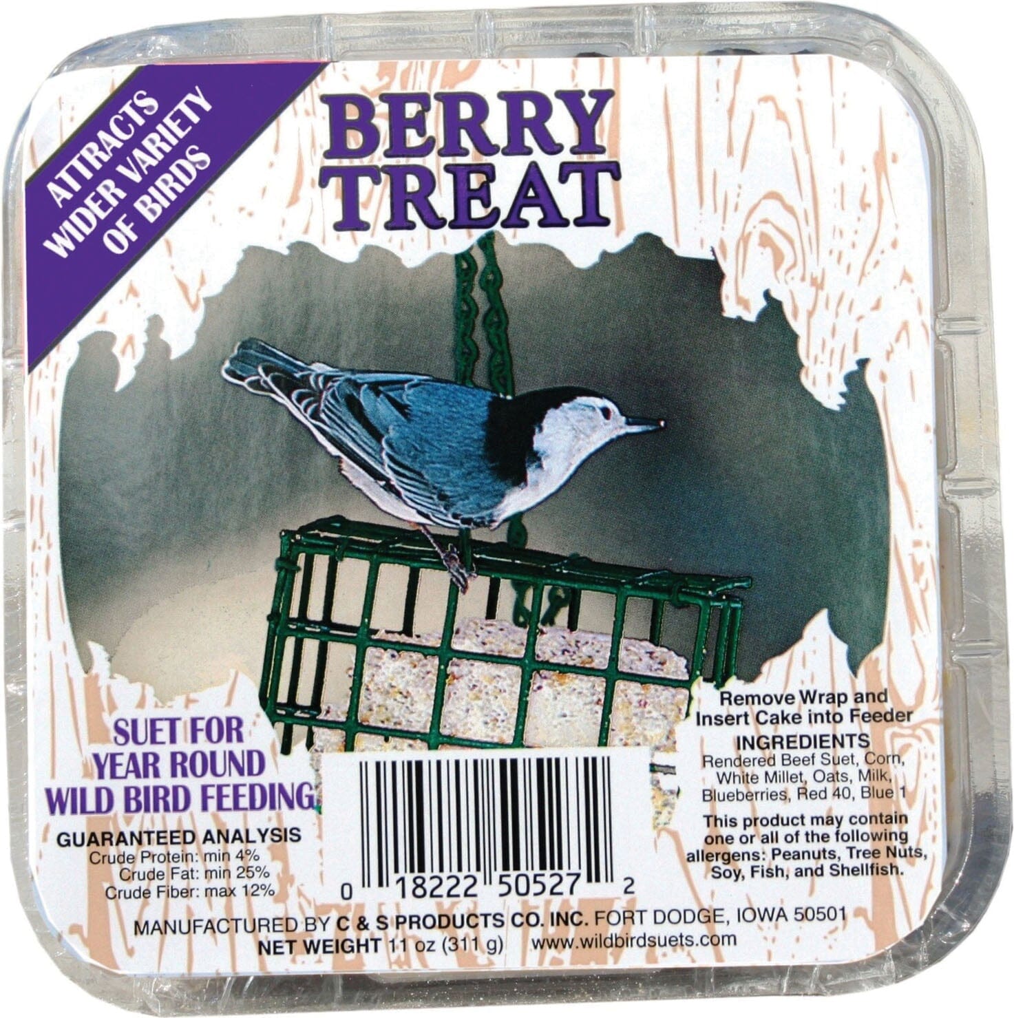 C&S Pictorial Label Suet Cakes Wild Bird Food - Berry - 11 Oz - 12 Pack  