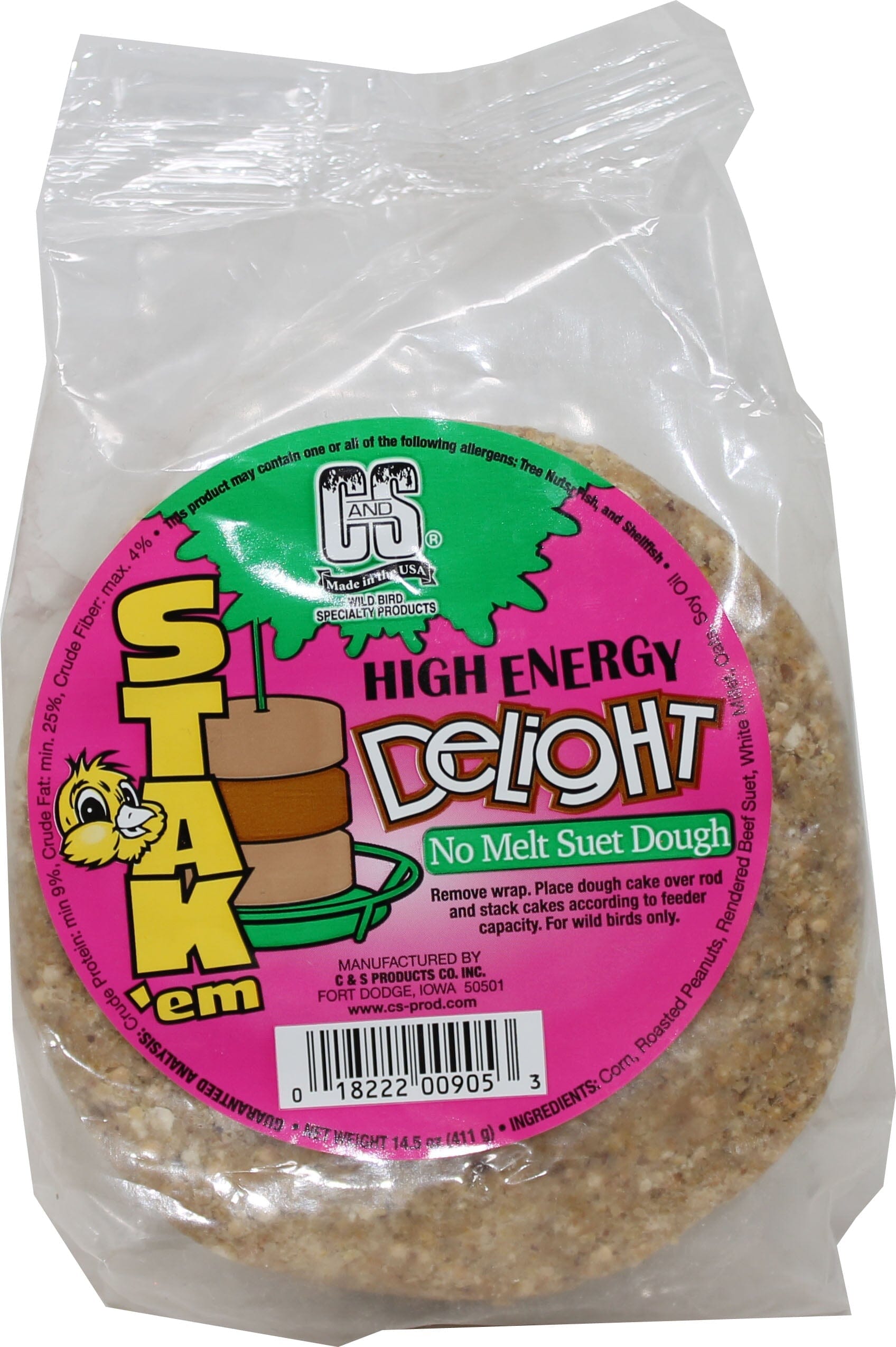 C&S Stak'em Delight No Melt Suet Dough Wild Bird Food - High Energy - 14.5 Oz - 6 Pack  