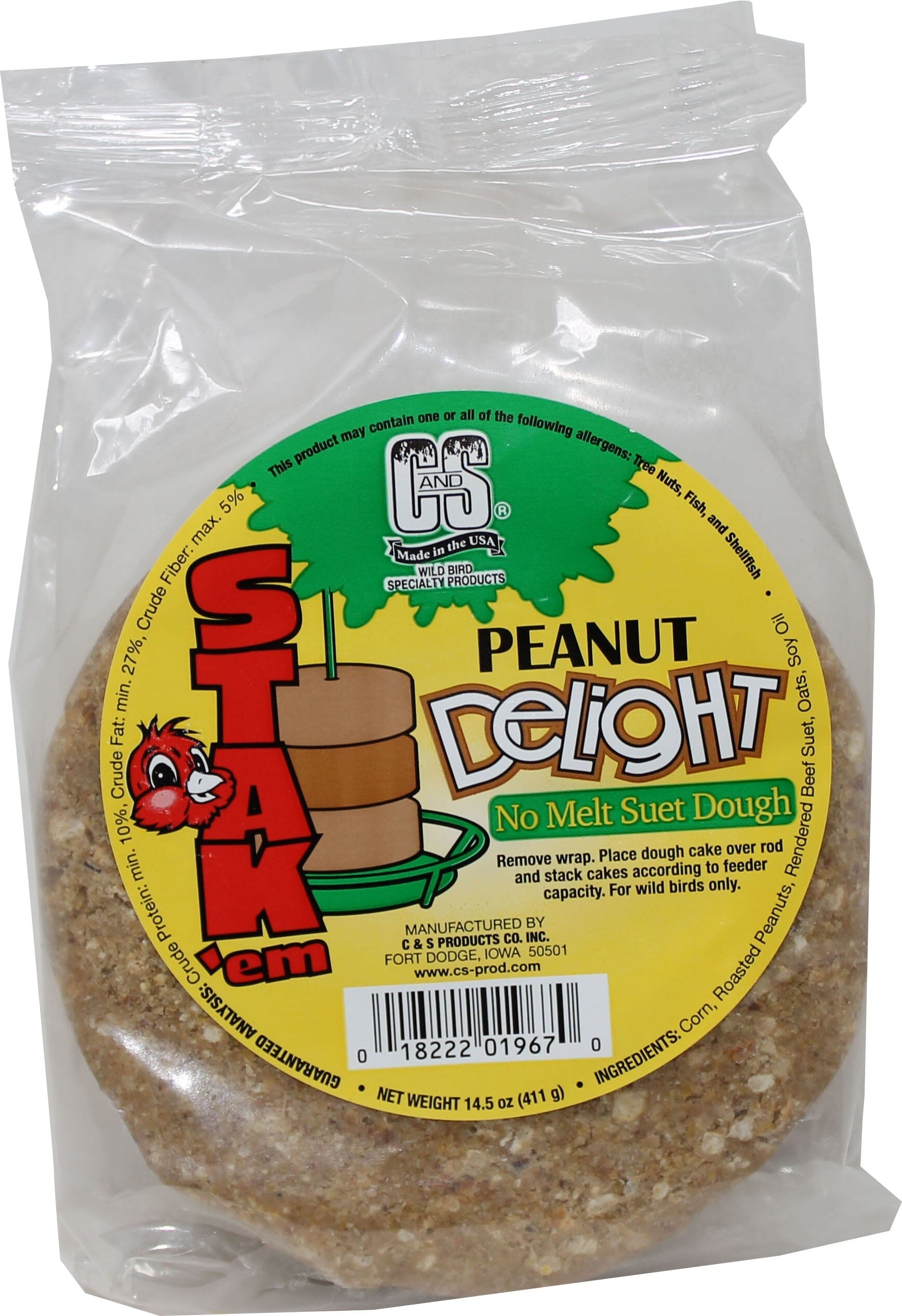 C&S Stak'em Delight No Melt Suet Dough Wild Bird Food - Peanut - 14.5 Oz - 6 Pack  