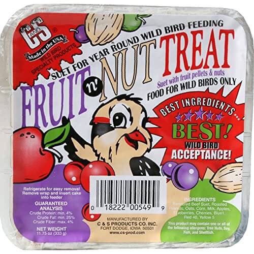 C&S Treat Suet Cakes Wild Bird Food - Fruit N' Nut - 11 Oz  