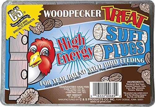 C&S Woodpecker Treat Suet Plugs Wild Bird Food - High Energy - 12 Oz  