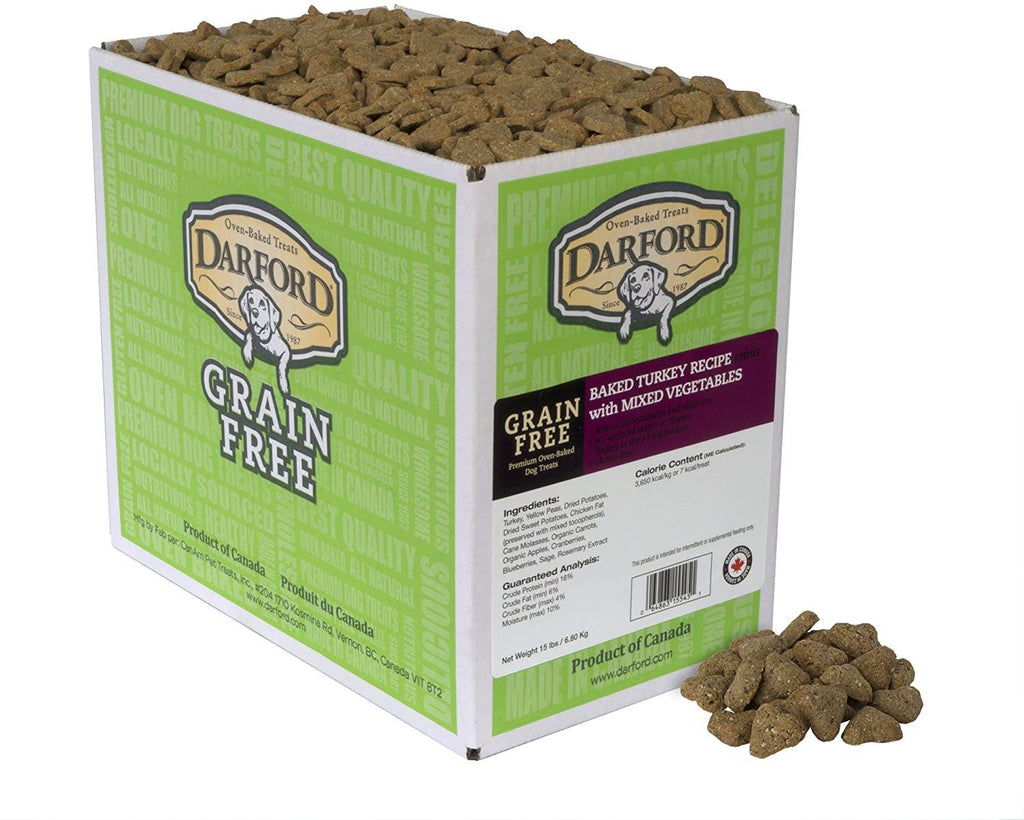 Darford Grain Free Baked Turkey w/Mixed Vegetables Mini's Bulk Dog Biscuits - 15 lb Bag  