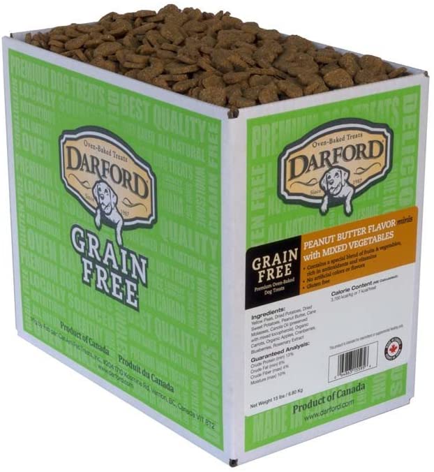 Darford Grain Free Peanut Butter w/Mixed Vegetables Mini's Bulk Dog Biscuits - 15 lb Bag  