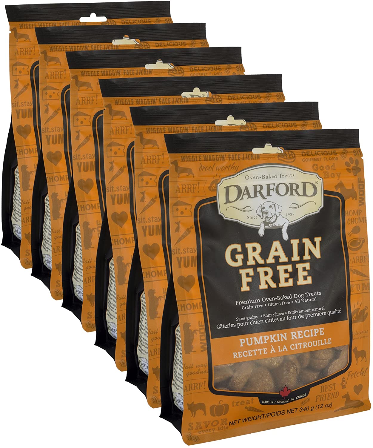 Darford Grain Free Pumpkin Recipe Dog Biscuit Treats - 12 oz - Case of 6  