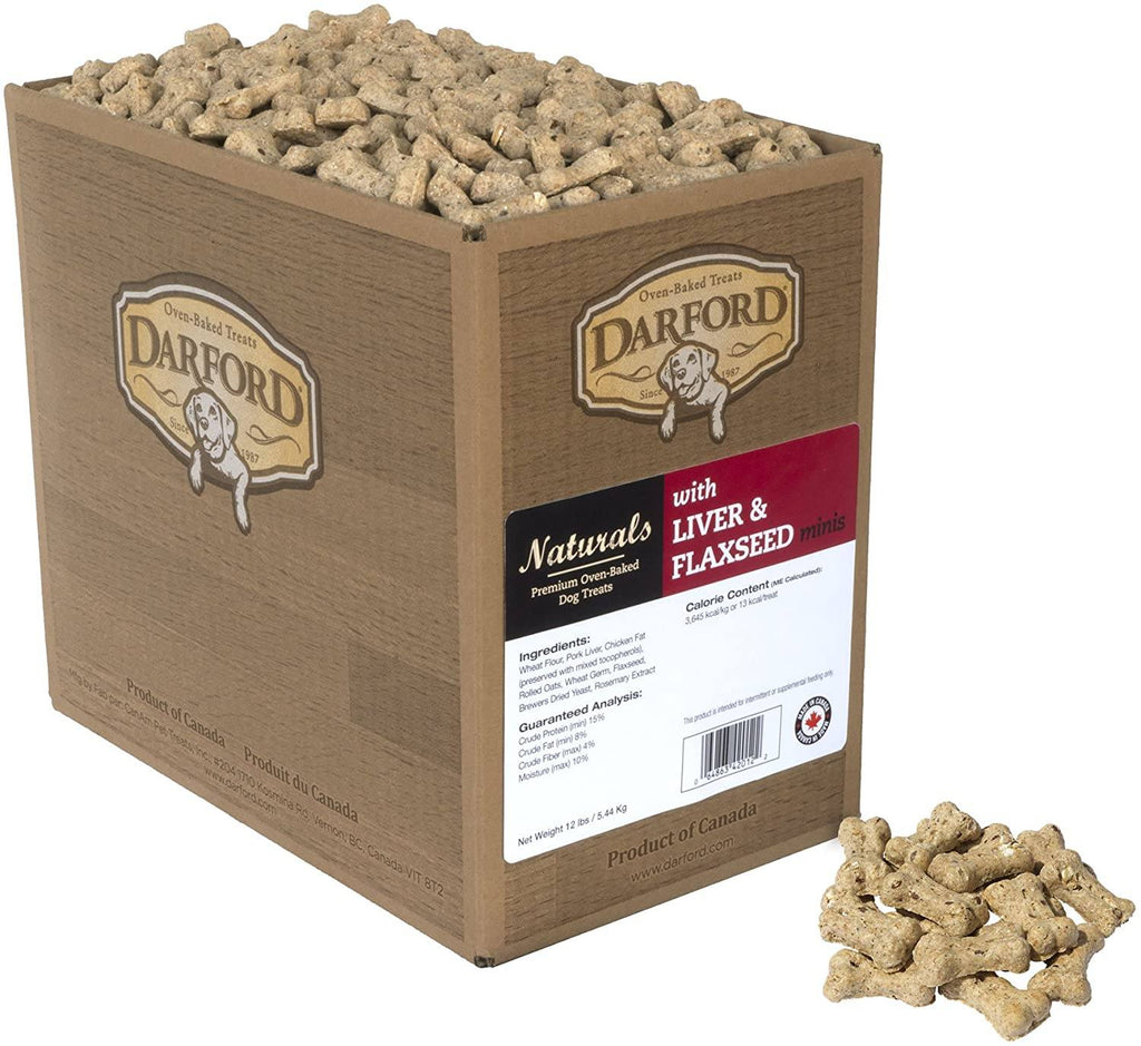 Darford Liver & Flaxseed Mini's Bulk Dog Biscuit Treats - 12 lb Bag  