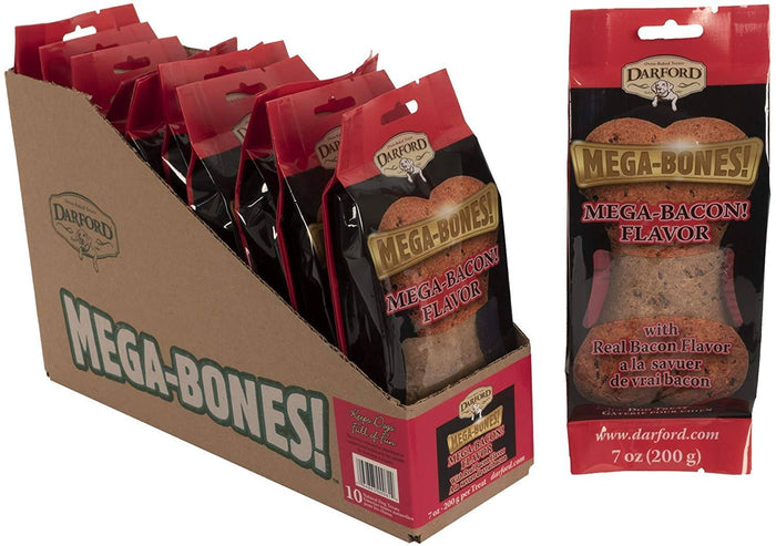 Darford Mega Bacon Bones Display Box Dog Biscuits - 10 Count