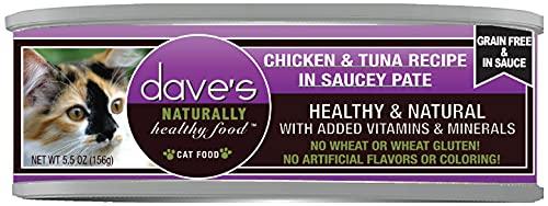 Dave's Pet Food Chicken & Tuna Recipe in Saucey Pate Canned Cat Food - 5.5 oz Cans - Ca...