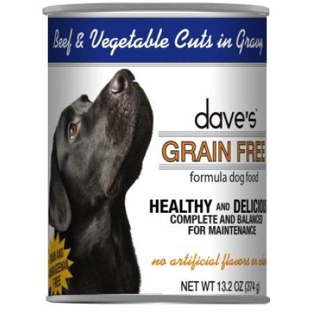 Dave's Pet Food Grain Free Beef & Vegetable Cuts in Gravy Canned Dog Food - 13.2 oz Cans - Case of 12  