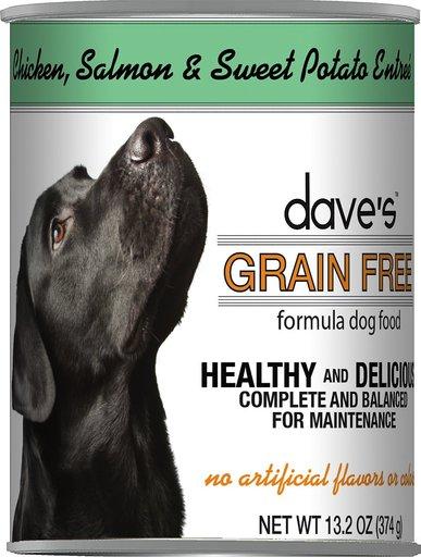 Dave's Pet Food Grain Free Chicken Salmon & Sweet Potato Entrée Canned Dog Food - 13 oz Cans - Case of 12  