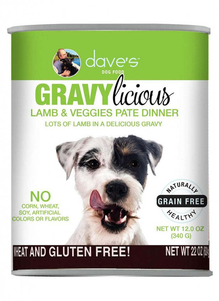 Dave's Pet Food Gravylicious Lamb & Veggies Canned Dog Food - 12 oz Cans - Case of 12