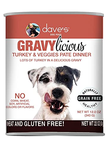 Dave's Pet Food Gravylicious Turkey & Veggies Canned Dog Food - 12 oz Cans - Case of 12