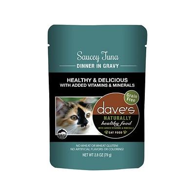 Dave's Pet Food Healthy Cat Food Pouch Saucey Tuna Dinner in Gravy - 2.8 oz Cans - Case...