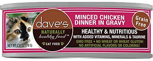 Dave's Pet Food Minced Chicken Dinner in Gravy Canned Cat Food - 2.8 oz Cans - Case of 24