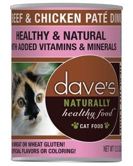 Dave's Pet Food Naturally Healthy Beef & Chicken Canned Cat Food - 12 oz Cans - Case of 12  