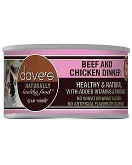 Dave's Pet Food Naturally Healthy Beef & Chicken Dinner Canned Cat Food - 3 oz Cans - Case of 24  