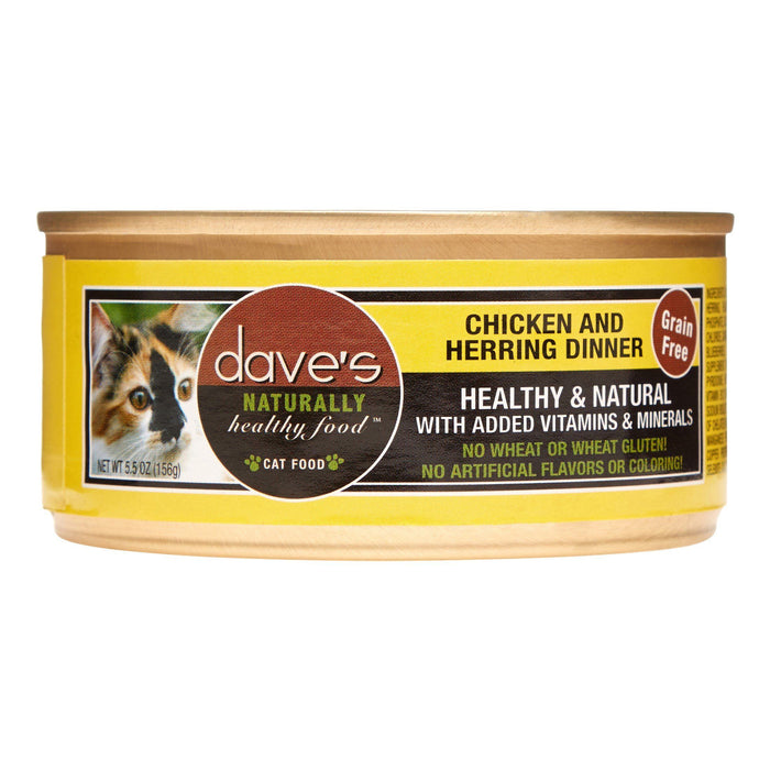 Dave's Pet Food Naturally Healthy Chicken & Herring Dinner Canned Cat Food - 5.5 oz Can...
