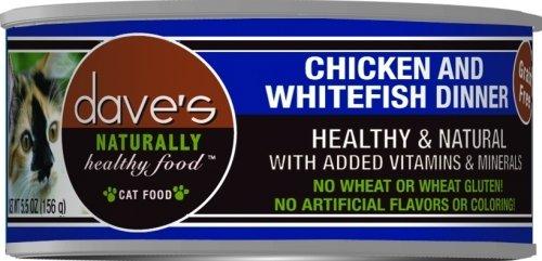 Dave's Pet Food Naturally Healthy Chicken & White Fish Dinner Canned Cat Food - 5.5 oz Cans - Case of 24  