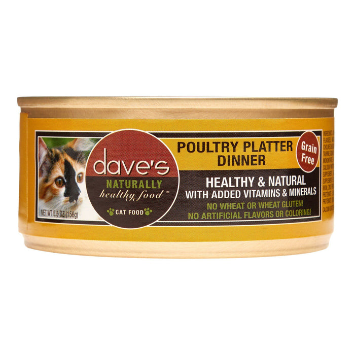 Dave's Pet Food Naturally Healthy Poultry Platter Dinner Canned Cat Food - 5.5 oz Cans ...