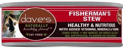 Dave's Pet Food Naturally Healthy Shredded Fishermans Stew Canned Cat Food - 5.5 oz Cans - Case of 24  