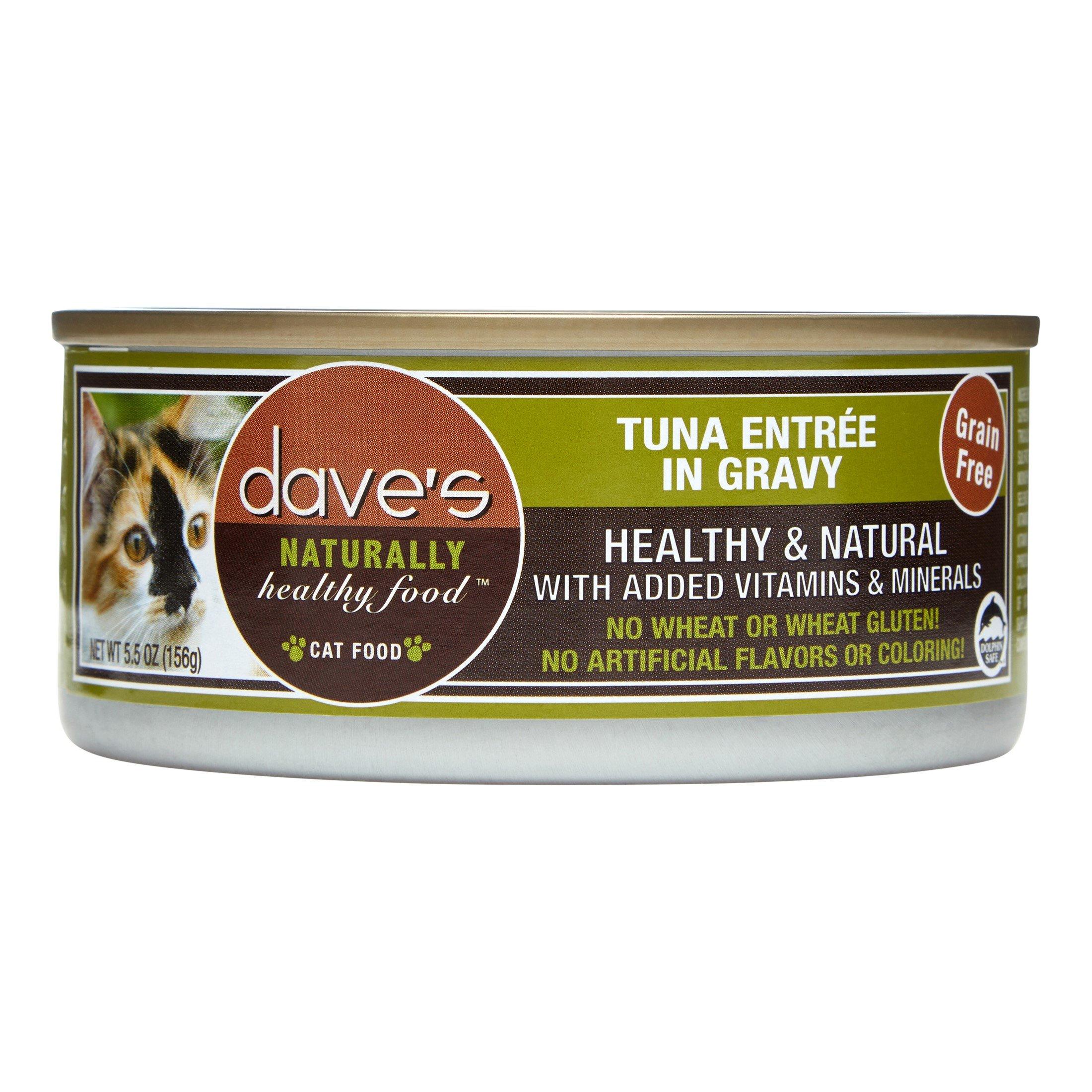 Dave's Pet Food Naturally Healthy Tuna Entree in Gravy Canned Cat Food - 5.5 oz Cans - Case of 24
