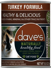 Dave's Pet Food Naturally Healthy Turkey Formula Canned Cat Food - 12 oz Cans - Case of 12