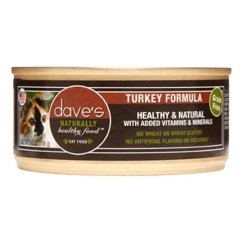 Dave's Pet Food Naturally Healthy Turkey Formula Canned Cat Food - 5.5 oz Cans - Case of 24