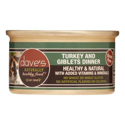Dave's Pet Food Naturally Healthy Turkey & Giblets Dinner Canned Cat Food - 3 oz Cans -...