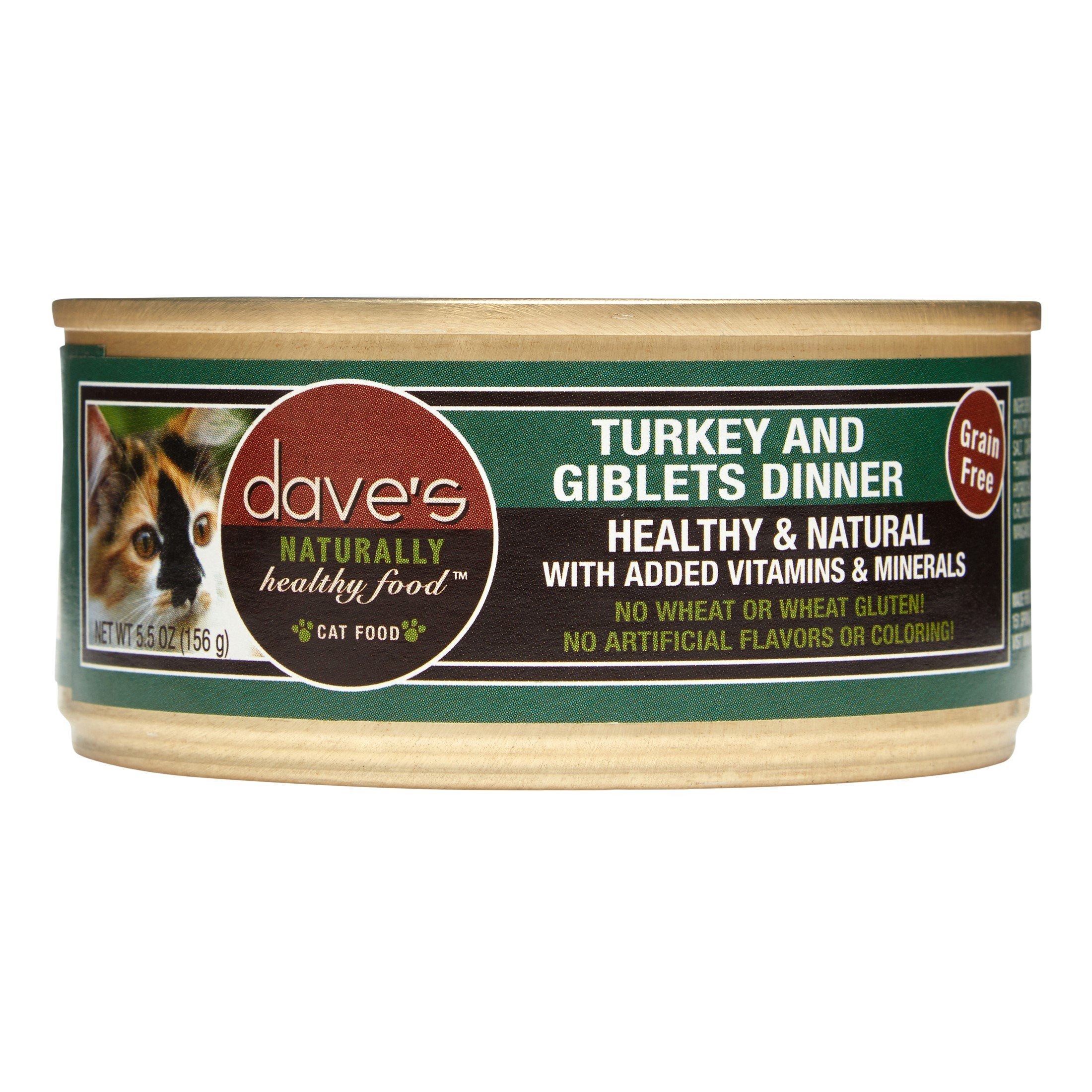 Dave's Pet Food Naturally Healthy Turkey & Giblets Dinner Canned Cat Food - 5.5 oz Cans - Case of 24  