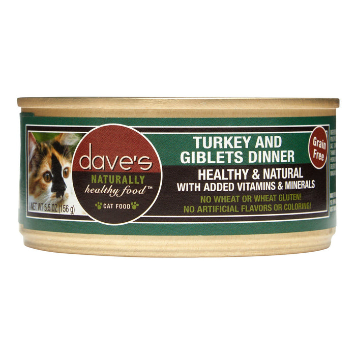 Dave's Pet Food Naturally Healthy Turkey & Giblets Dinner Canned Cat Food - 5.5 oz Cans...
