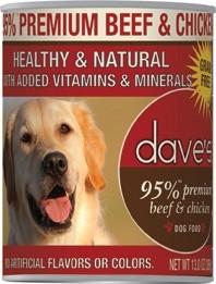 Dave's Pet Food Premium Canned Dog Food Beef & Chicken 95% Meat - 13 oz Cans - Case of 12